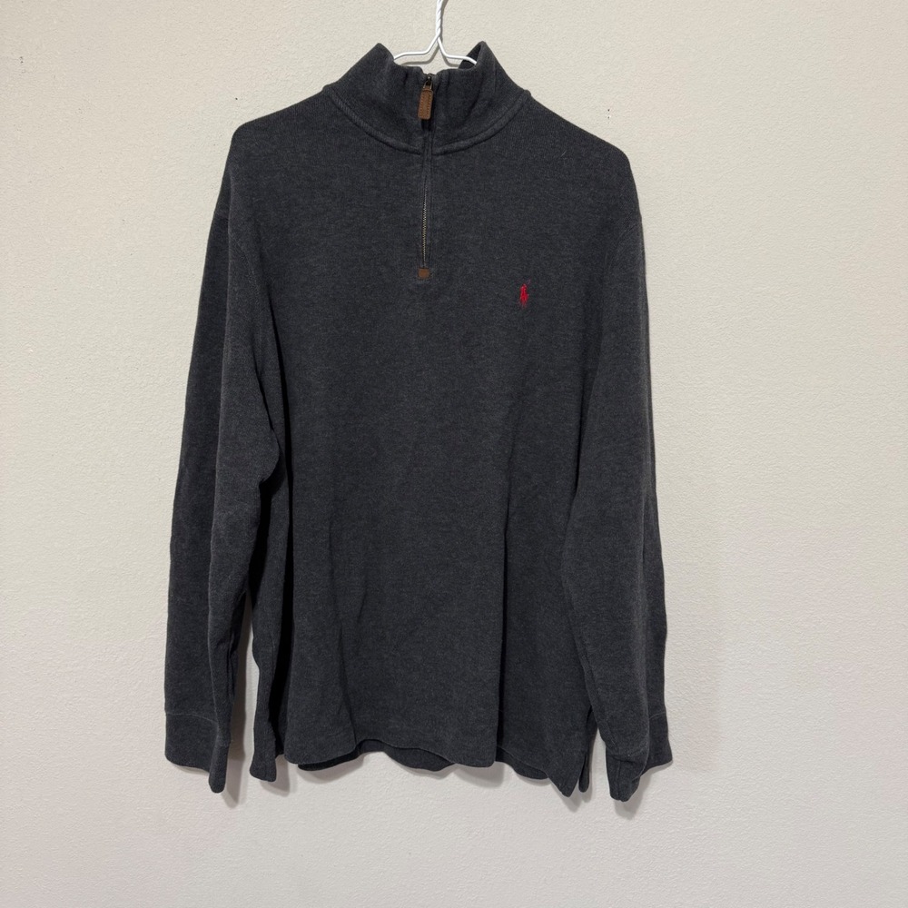 Polo Ralph Lauren Quarter Zip Pullover Mens XL Gray Cotton Knit Sweater